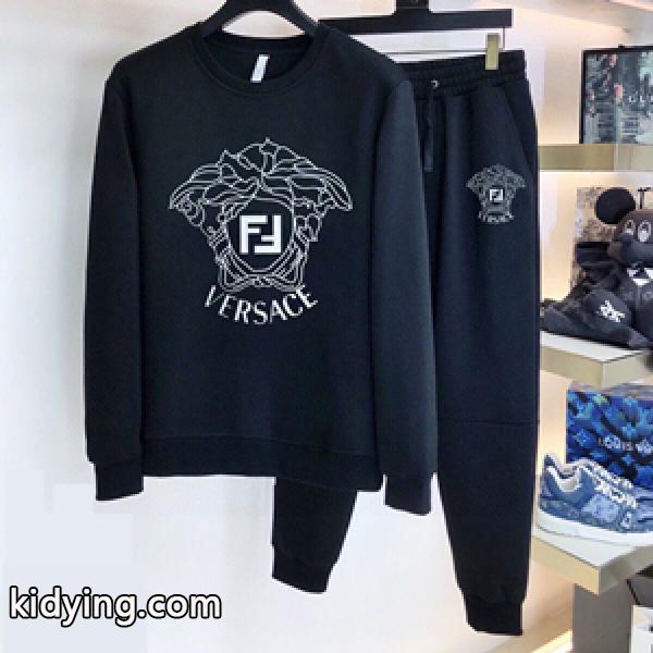 秋冬トレンドをうまく押さえ Versace × Fendi スエット偽物 ヴェルサーチメンズ 裏起毛上下着 2色展開-0