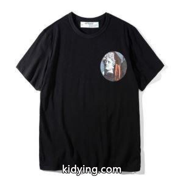 絵画をプリントされたOff-WhiteオフホワイトTシャツ激安CARAVAGGIO S/S TEE 0MAA002S1818メンズのトップスのクルーネック半袖Tシャツコピー-0