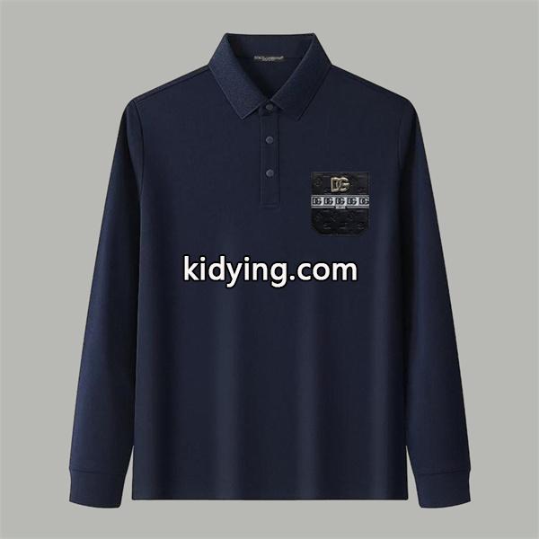 ドルチェ & ガッバーナ DOLCE & GABBANA 偽物 秋冬 お洒落 ホワイト ポロ领 ポケットモチーフ ロングスリーブ 長袖T シャツ-1