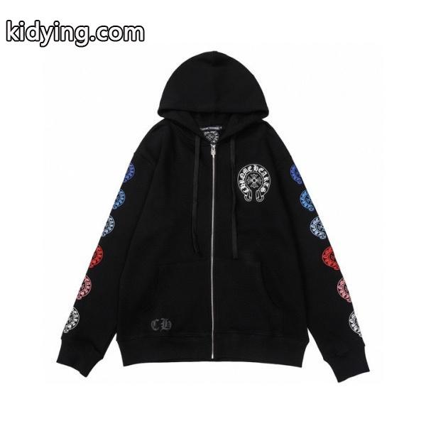 CHROME HEARTS スーパーコピー ジップパーカー 洗練 鮮麗 カラフルスリーブ ホースシュー  クロムハーツ-2
