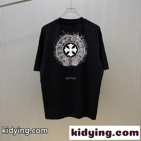 2026新作 CHROME HEARTS 激安 クロムハーツ 半袖Tシャツ バックプリント クルーネック ウォッシュ加工-6