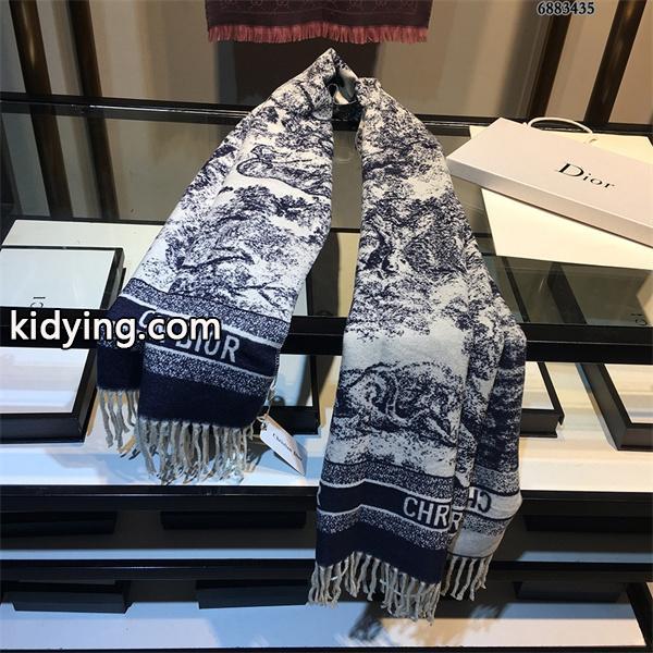 存在感デザイン DIOR ディオール コピー 大判ストール ネイビー配色 防寒アイテム-2
