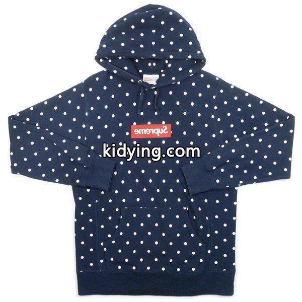 シュプリーム SUPREME ×DOVER STREET MARKET Ginza COMME des GARCONS 20SSドット柄ミラーBOXロゴパーカー 紺 品-良い-0