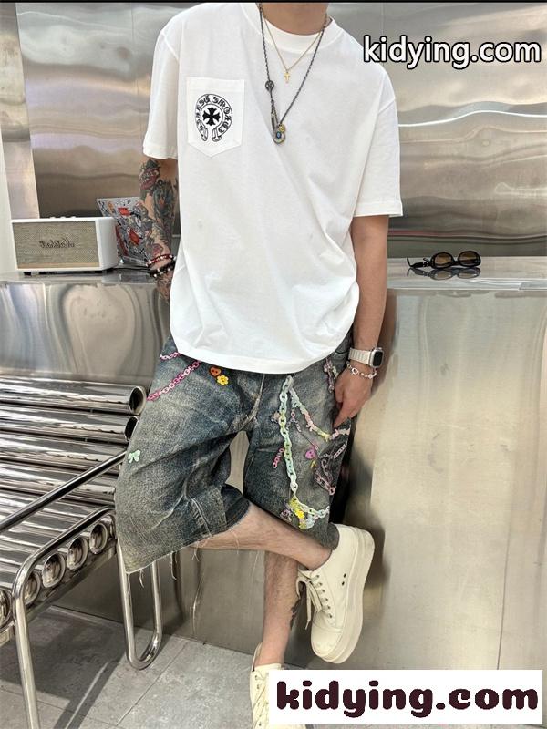 半袖Tシャツ クロムハーツ コピー メンズ レディース 胸ポケット風プリント オーバーサイズ 白 黒 ペア 夏  Chrome Hearts-4