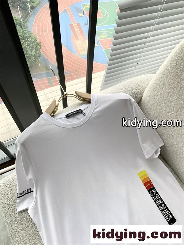 シンプル ホワイト 半袖 Tシャツ CHROME HEARTS ミニマル 韓国風 カジュアル クロムハーツ コピー-5