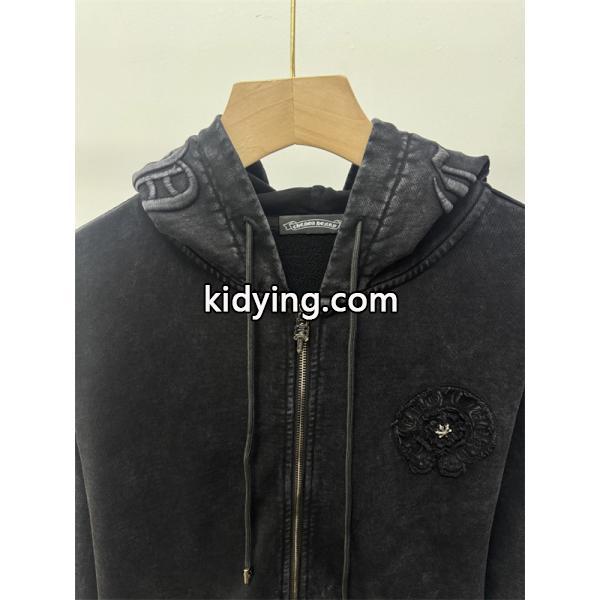 Chrome Hearts クロムハーツ 新作シーズン限定 ブラック ヴィンテージ クロス刺繍デザイン 偽物 パーカー 裏起毛-1