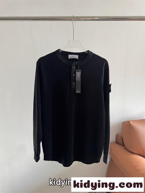STONE ISLAND ストーンアイランド コピー 2026新作 ロンT 長袖Tシャツ ヘンリーネック 無地 カットソー-4