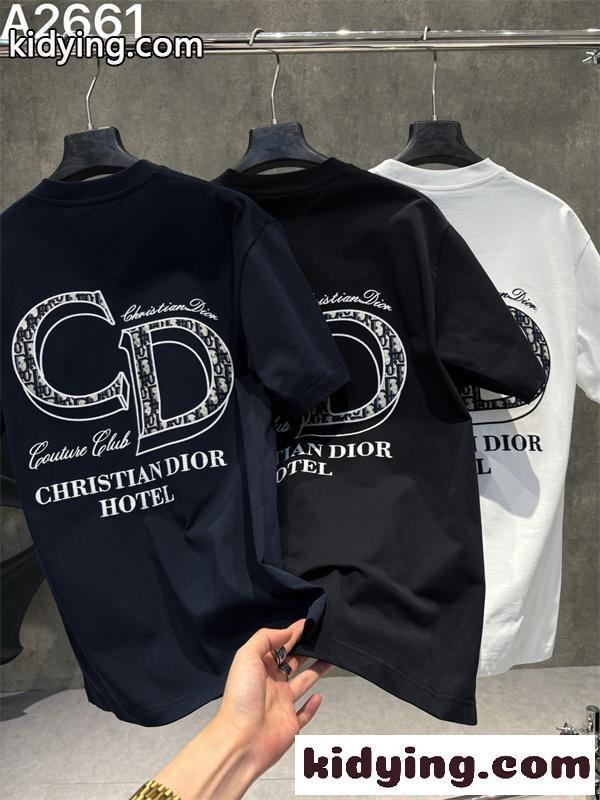 注目集結 ブラック DIOR ディオール コピー バックロゴインパクト モード系 半袖Tシャツ-5