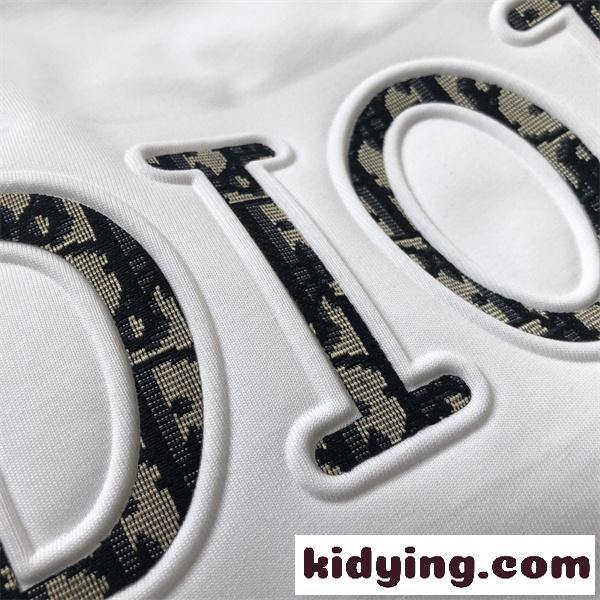 フロントロゴ グラフィックアクセント シンプルスタイル DIOR ディオール コピー コットンTシャツ 夏ファッション-6