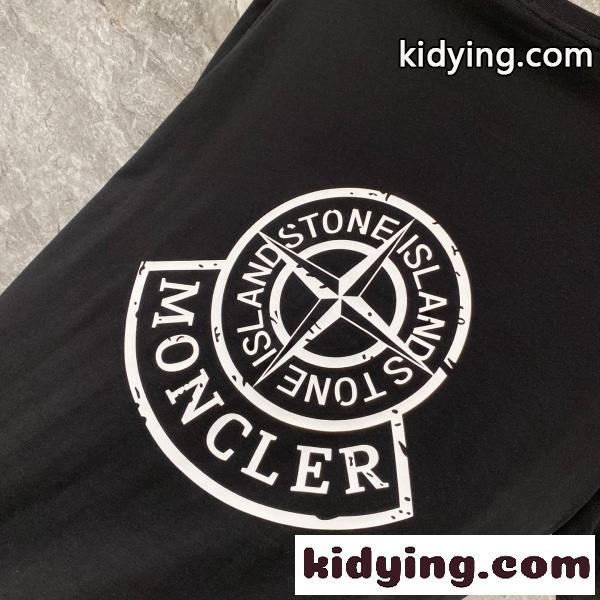 MONCLER モンクレール メンズ 半袖Tシャツ コットン ロゴ刺繍 シンプル 無地 クルーネック 定番 快適-5