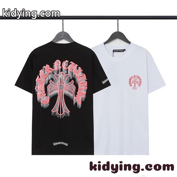 クロムハーツ コピー ブラック ホワイト展開 プリント CHROME HEARTS 半袖Tシャツ 刺繍 ストリート 2026新作-0