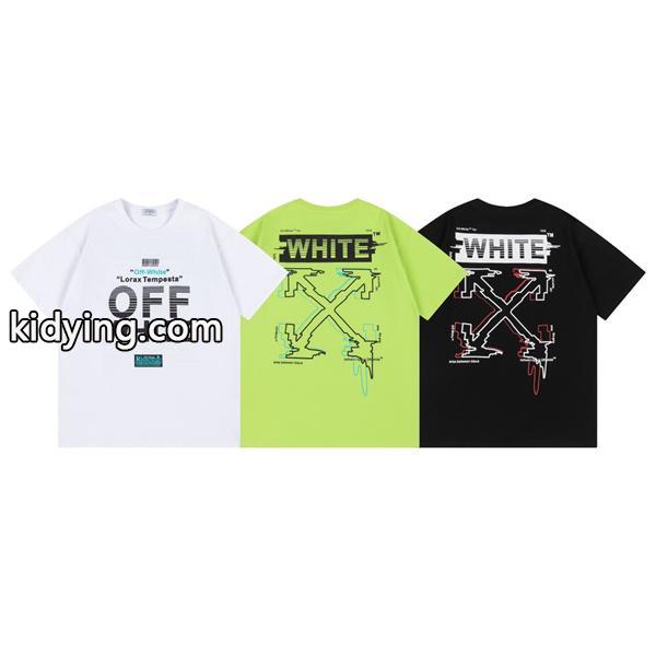 春夏新作Off-Whiteオフホワイトスーパーコピーの絵画をプリントされたメンズのクルーネック半袖Tシャツ-0