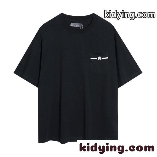AMIRI アミリ Tシャツ 半袖 ミニロゴ ワンポイント ラインデザイン シンプル 無地感 ベーシック オーバーサイズ-5