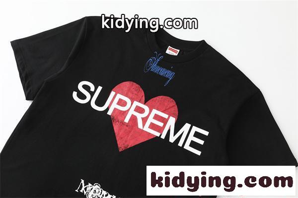 半袖Tシャツ SUPREME ブラック シュプリーム コピー ホワイト ハートロゴ プリントデザイン コラボ風 ストリート-4