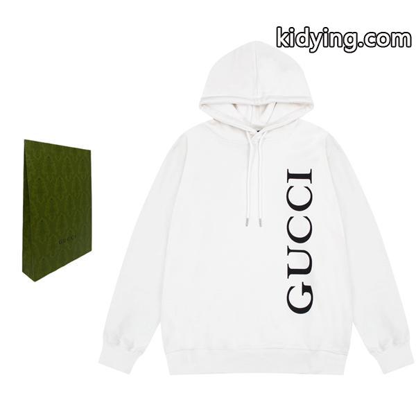 バーティカルロゴ GUCCI グッチ コピー パーカー ホワイト クリーン 端正 ミニマル-0