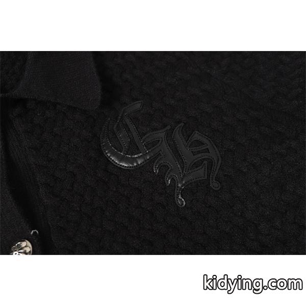 上質感たっぷり グレー × ブラック 刺繍 着心地抜群 クロムハーツ コピー Chrome Hearts カーディガン-5