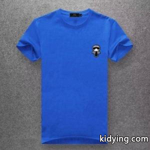 FENDI Karlito ブラックコットン 半袖Tシャツ ブラック/ホワイト41784151フェンディコピーおしゃれなアイテム10色展開-8