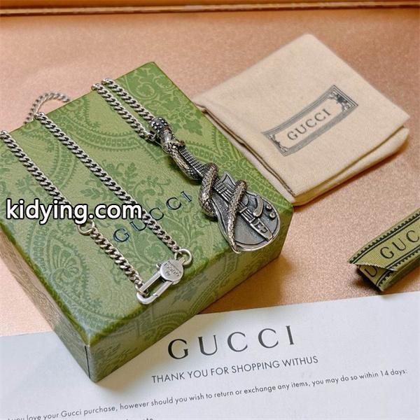 GUCCI コピー ネックレス ブラックエナメル GGモノグラム 上品 高級 シック 売れ筋 グッチ-1