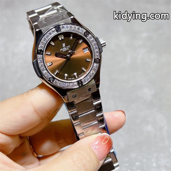 HUBLOT ブラックダイヤモンド装飾 シルバーブレス ユブロット コピー 時計 フェミニン 高品質 腕時計-2