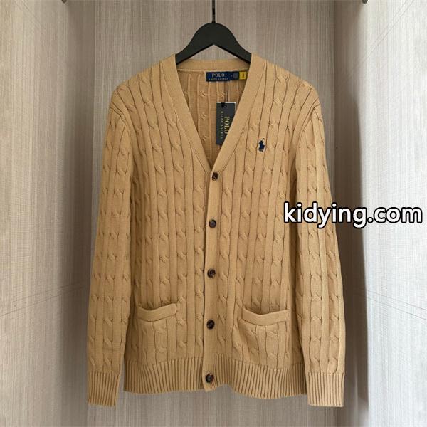 POLO RALPH LAUREN コピー 秋冬復古多彩 高品質 グレー × ホワイト 6 色 麻花纹 V 领 カーディガン ポロラルフローレン-6