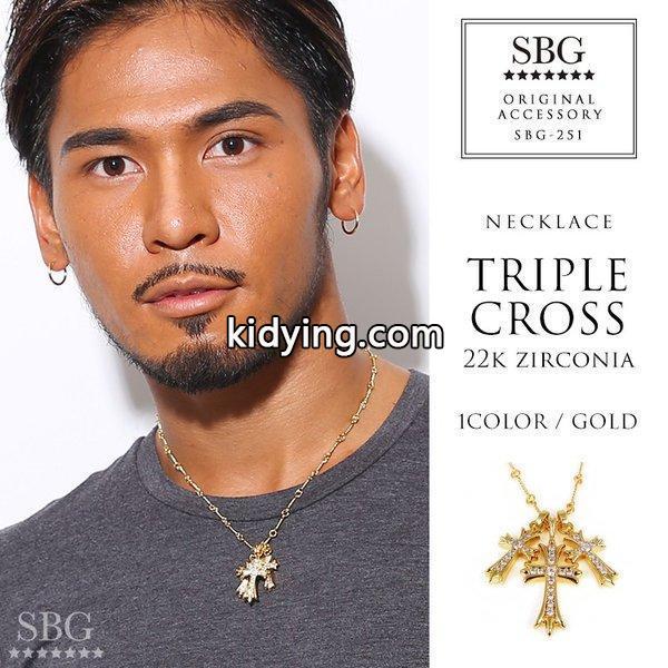 人気 メンズ ブランド SBG 22KGP ジルコニア クロス ツイスト チェーン ネックレス ゴールド 金 十字架 ペンダントトップ :sbg-251:SBG official store - 通販ショッピング-0
