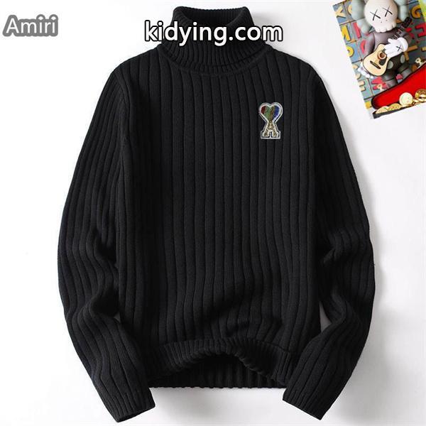 秋冬 防寒 ブラック 上質 リブ タートル ニット AMI PARIS アミ パリス コピー-1