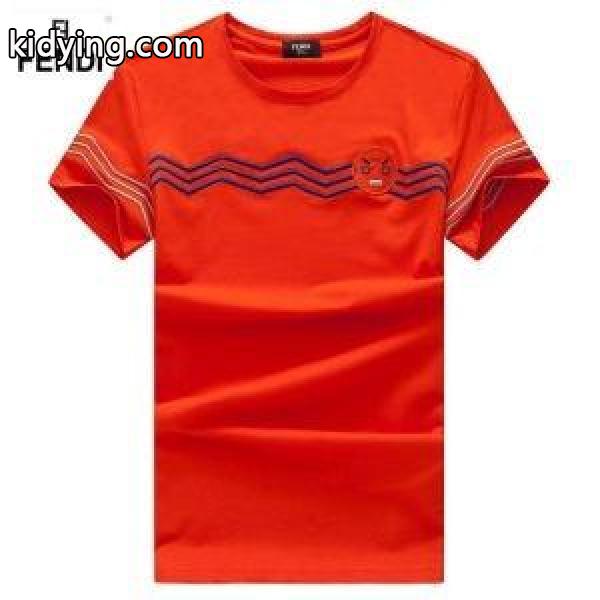 フェンディ tシャツ 激安 FENDI お買い得 通気性 滑らか綿麻素材 きれいTシャツ 半袖 ブラック、ホワイト、赤色-1