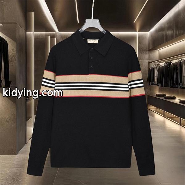 黒色スタイリッシュ Burberry 秋冬注目 バーバリー コピー ポロニット 格子柄アクセント-0