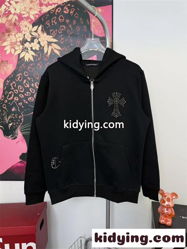 CHROME HEARTS クロムハーツ 偽物 パーカー ジップパーカー スウェット フーディー 数量限定 グレー-2