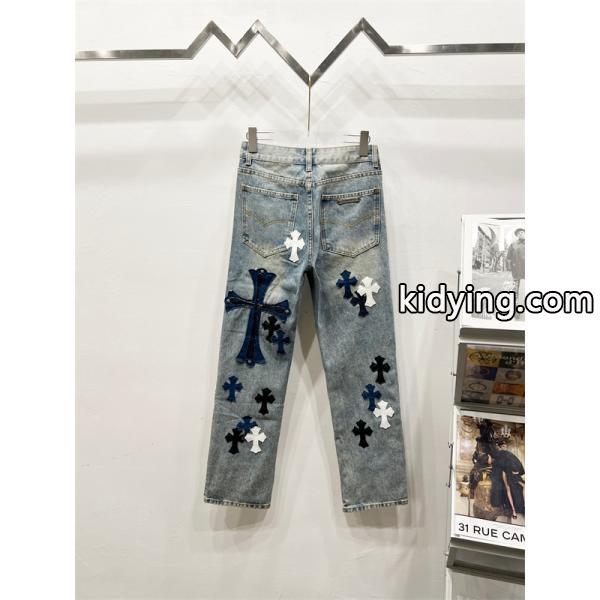 存在感 クロムハーツ Chrome Hearts コピー 異素材ミックス トレンド対応 デニムパンツ-1