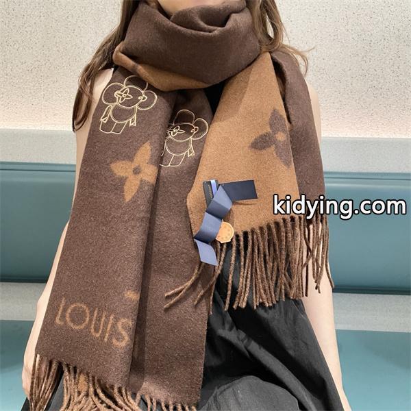 Louis Vuitton ルイ・ヴィトン 2025限定 モノグラム×フラワーマスコット カシミヤマフラー 191×46cm-0