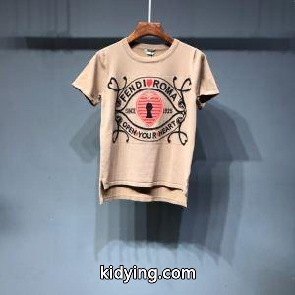 限定セール新作登場大活躍コーデの主役特大のプリント半袖ＴシャツホワイトカーキFENDIフェンディ コピーｔシャツ-1