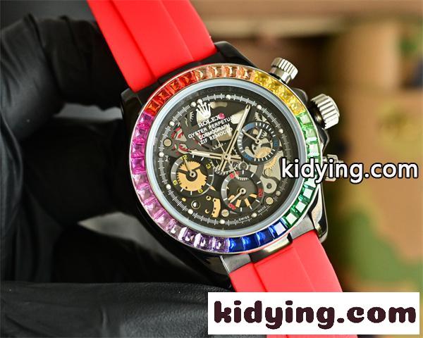 ロレックス コピー メンズ ROLEX 腕時 43mm デイトナ スケルトン ミネラルガラス クロノグラフクォーツムーブメント 高品質-1