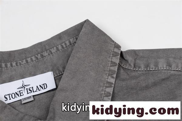 注目 ウォッシュデニム STONE ISLAND スーパーコピー シャツ 半袖 ポケット 無地調 ストーンアイランド-4