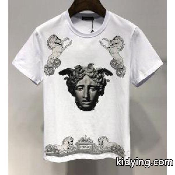 ヴェルサーチ コピー VERSACE 超激得 人気定番 プリント Tシャツ コーデしやすい 大活躍 ブラック、ホワイト-0