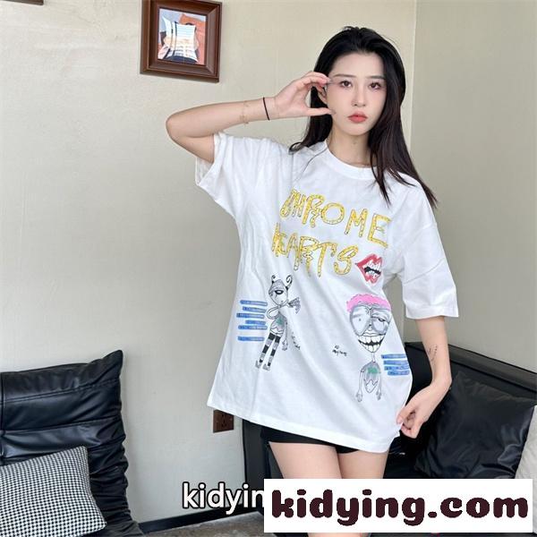 Chrome Hearts コピー 落書きプリント 半袖Tシャツ ホワイト グラクソ クルーネック クロムハーツ-6