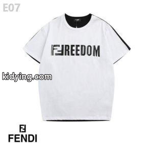 追跡付【FENDI】バイカラー コットン ロゴ Tシャツ*日本未入荷40774424フェンディ コピー質感のいい４色展開-0
