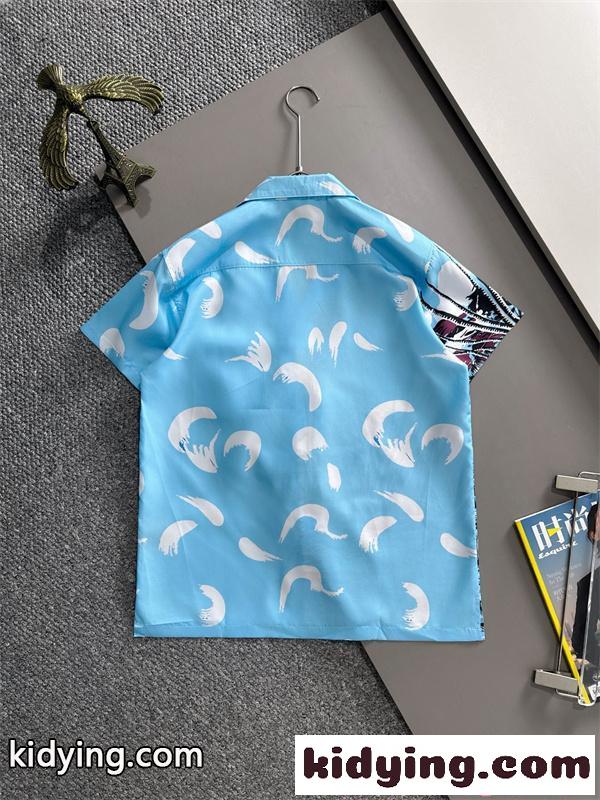 プラダ スーパーコピー 半袖 シャツ 激安 ブルー 海辺 カジュアル ファッション PRADA-7
