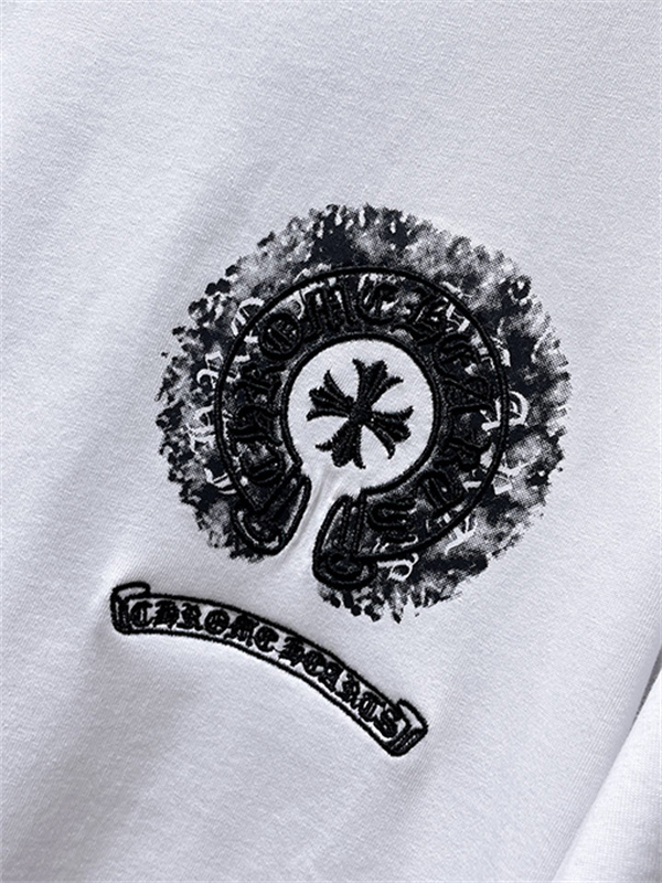 ブラック 半袖Tシャツ Chrome Hearts クロムハーツ コピー ピンクバックサークルロゴ クルーネック クロスモチーフ ストリートトップス-6