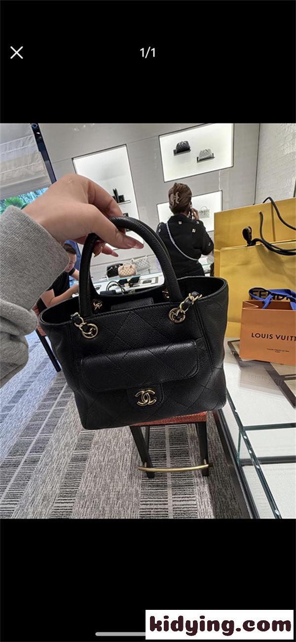 ブラック マトラッセバッグ CHANEL チェーンショルダー シャネル コピー ココマーク トップハンドル 2WAYハンドバッグ-1