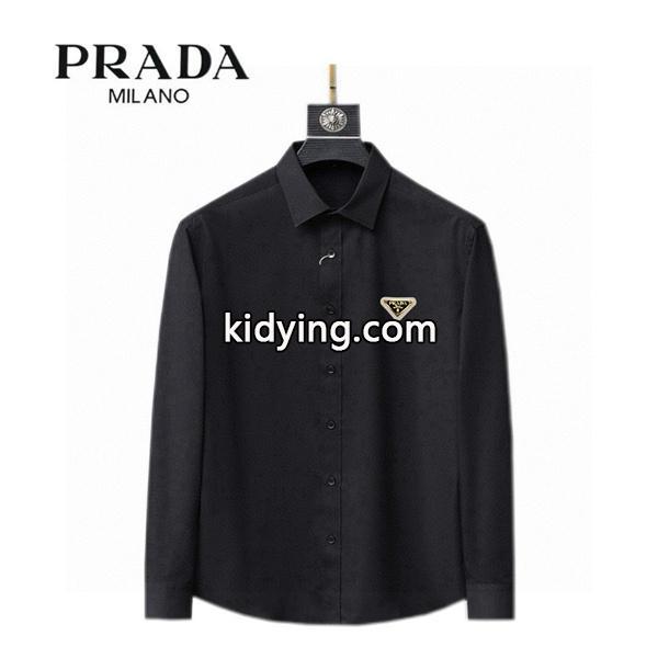 PRADA プラダ コピー モード感 ワンポイント 洗練 ロングスリーブ シャツ-0