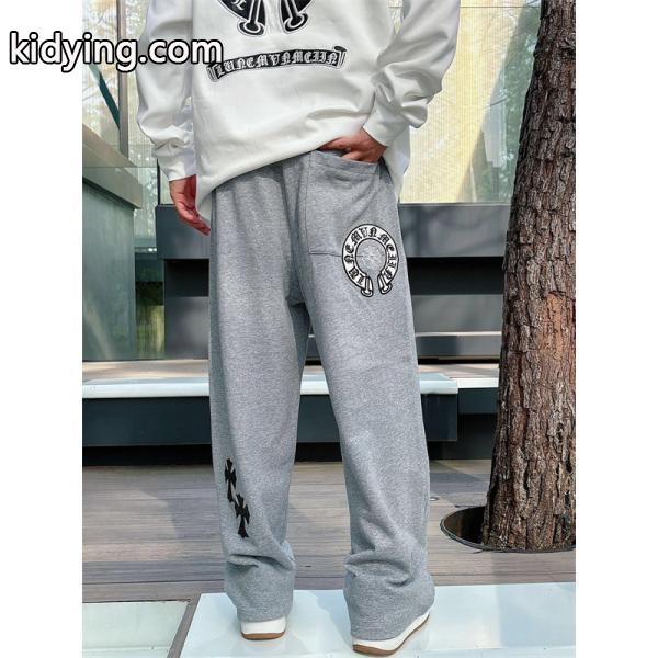定番人気 ブラック Chrome Hearts クロムハーツ ホースシューロゴデザイン 偽物 スウェットパンツ-3