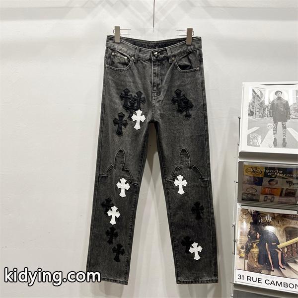 クロムハーツ Chrome Hearts コピー 希少 重厚クロスパッチ 大人向け デニムパンツ-0