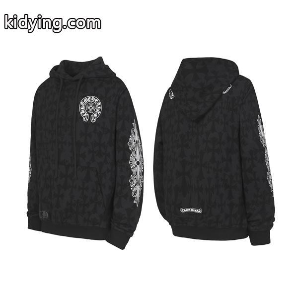 クロムハーツ コピー Chrome Hearts パーカー プレミアム品質 ブラック フラワーモチーフ袖 上質素材 2025秋冬準備-0
