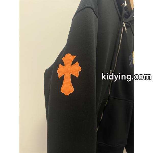 季節限定 ブラック カラフル クロス刺繍デザイン Chrome Hearts クロムハーツ スーパーコピー パーカー 裏起毛-3