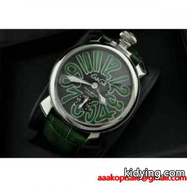 ガガ ミラノ マヌアーレ プラカット オロ SS（GP）緑インデックス 手巻 レザー_GaGa Milano ガガミラノ_ブランド コピー 激安(日本最大級)-0