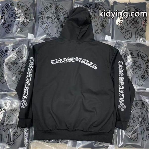 人気上昇中【Chrome Hearts】Vertical Logo Fleece Zip-Up Hoodieクロムハーツジップアップコピー-1
