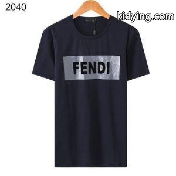 激安大特価安いカジュアル夏の必需品黒白ブルーグレーFENDIフェンディ tシャツ コピーオールシーズンルーズTシャツ-2
