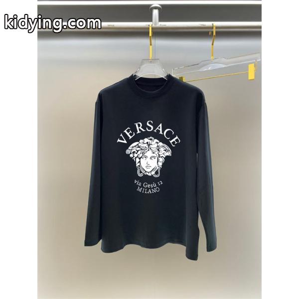 2025秋冬スタンダード 着心地抜群 ブラック × ホワイト メデューサ長袖Tシャツ ヴェルサーチ VERSACE コピー-1