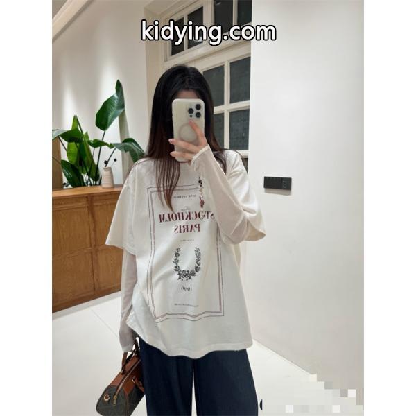 ACNE STUDIOS アクネ ストゥディオズ コピー 雰囲気 ホワイト グラフィック ロングTシャツ こなれ感-4
